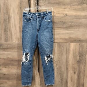 Good American Ripped Blue Ankle Jeans